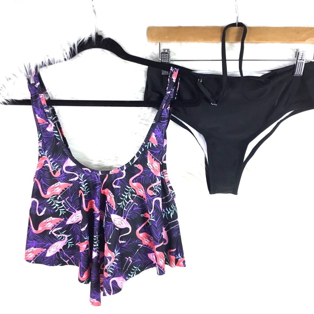 Two piece swim suit Flamingo size small